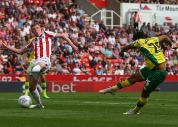 Onel Hernández marcó el primer gol del Norwich en el empate contra en el Stoke City. Foto: Tomada del Twitter del Norwich City