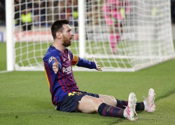 Lionel Messi tras marcar el tercer gol del Barcelona en el partido ante Liverpool en las semifinales de la Liga de Campeones, el miércoles 1 de mayo de 2019. Foto: Manu Fernández / AP.