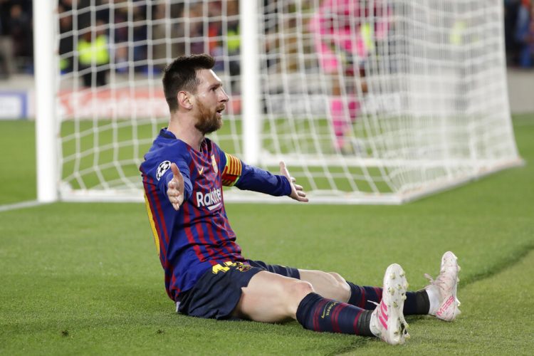 Lionel Messi tras marcar el tercer gol del Barcelona en el partido ante Liverpool en las semifinales de la Liga de Campeones, el miércoles 1 de mayo de 2019. Foto: Manu Fernández / AP.