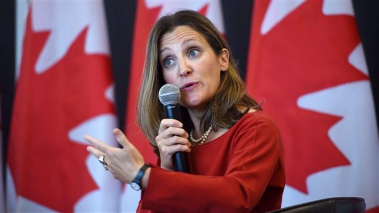 Chrystia Freeland, ministra de Relaciones Exteriores de Canadá. Foto: Mundo24.