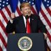 El presidente Donald Trump pronuncia un discurso durante las reuniones legislativas y expo comercial de la Asociación Nacional de Agentes Inmobiliarios en Washington, el viernes 17 de mayo de 2019. Foto: Susan Walsh / AP.