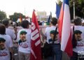 Invitados extranjeros al desfile por el Día Internacional de los Trabajadores, el 1ro de mayo de 2019 en la Plaza de la Revolución "José Martí" de La Habana. Foto: Otmaro Rodríguez.