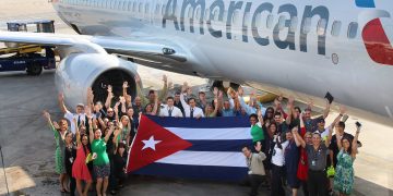 Llegada del primer vuelo de American Airlines a La Habana, el 7 de septiembre del 2016. Foto: American Airlines / Archivo.