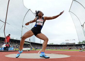 La discóbola cubana Denia Caballero en una parada de la Liga del Diamante 2019. Foto: IAAF Diamond League / Archivo.