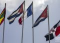 Banderas de algunos países participantes en la XVI Feria comercial ExpoCaribe, realizada en el Complejo Cultural Heredia de Santiago de Cuba entre el 19 y el 22 de junio de 2019. Foto: Frank Lahera Ocallaghan.