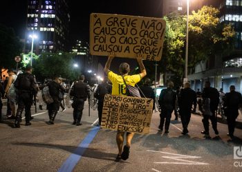 Huelga general contra el gobierno de Jair Bolsonaro en Brasil por su reforma de jubilaciones y pensiones. Foto: Nicolás Cabrera.