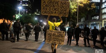 Huelga general contra el gobierno de Jair Bolsonaro en Brasil por su reforma de jubilaciones y pensiones. Foto: Nicolás Cabrera.