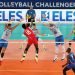 Acción de juego de la final de la Copa de Retadores entre el local Eslovenia (de azul y blanco) y Cuba (de rojo), ganada por los eslovenos en tres parciales, el domingo 7 de julio de 2019. Foto: @SloVolley / AP.