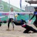 La dupla cubana del voleibol de playa, de Leila Martínez y Maylén Delís, logró la única victoria para Cuba en el arranque competitivo de los Panamericanos de Lima 2019. Foto: Roberto Morejón / Jit.