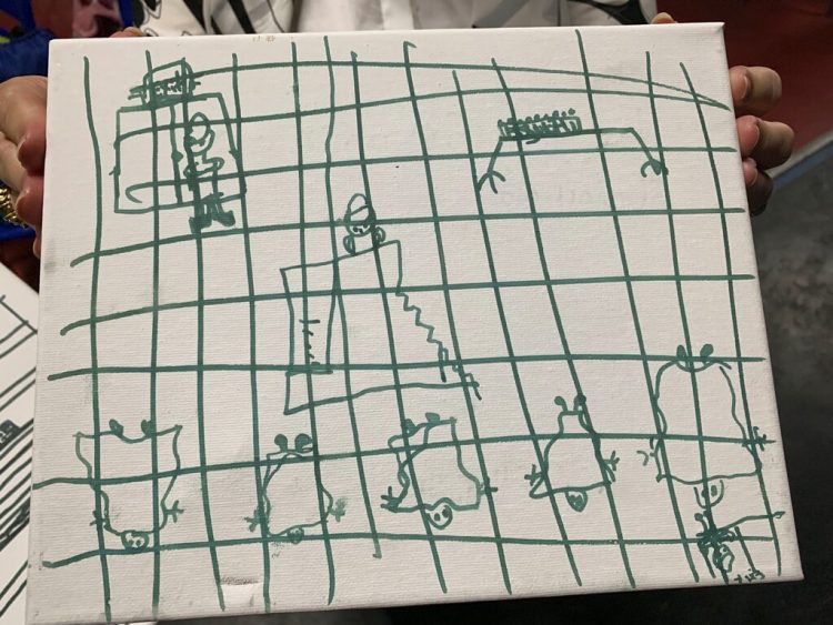 Esta fotografía sin fecha proporcionada por la Academia Estadounidense de Pediatría el viernes 5 de julio de 2019 muestra un dibujo elaborado por un niño migrante en el Centro de Alivio Humanitario de Caridades Católicas en McAllen, Texas. Foto: Academia Estadounidense de Pediatría vía AP.