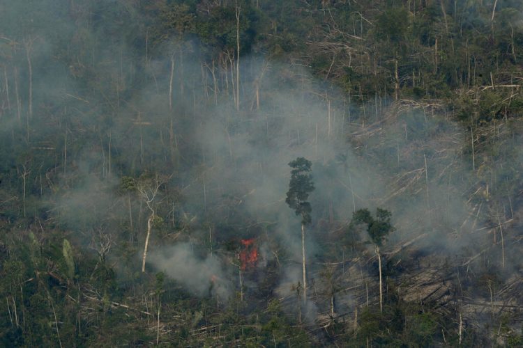 El fuego consume una zona cercana a Jaci Parana, en el estado de Rondonia, Brasil, el sábado 24 de agosto de 2019. Foto: Eraldo Peres/ AP.