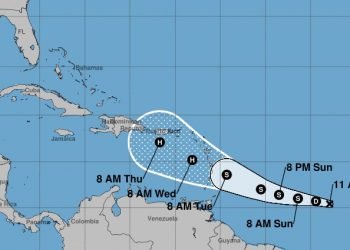 Cono de movimiento probable del organismo ciclónico tropical formado en la mañana del sábado 24 de agosto de 2019. Infografía: nhc.noaa.gov