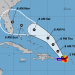 Cono de trayectoria pronosticada de la tormenta Dorian, ya convertida en huracán, el miércoles 28 de agosto de 2019. Infografía: nhc.noaa.gov