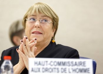 La Alta Comisionada de Naciones Unidas para los Derechos Humanos, Michelle Bachelet, asiste a la apertura de la 42da sesión del Consejo de Derechos Humanos en la sede europea de Naciones Unidas, en Ginebra, Suiza, el lunes 9 de septiembre de 2019. Foto: Salvatore Di Nolfi/Keystone vía AP.