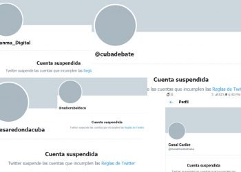 Collage: de cuentas de medios cubanos bloqueados en Twitter. Imagen: Marita Pérez Diaz.