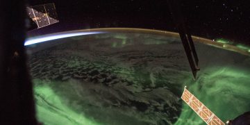 Aurora boreal desde Estación Orbital. Foto: NASA