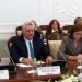 Presidente Díaz-Canel, al lado de vicepresidente del Consejo de ministros Ricardo Cabrisas (izq), y Canciller Bruno Rodríguez durante visita a Rusia. Foto: @CubaMINREX