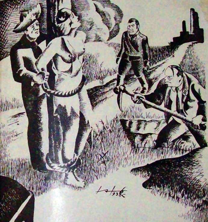 Ilustración de Esfuerzo. Órgano Oficial del Sindicato Nacional de Obreros de la Industria del Calzado, 1938.