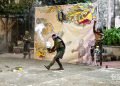 Ritual previo al juego de Pelota Maya celebrado en La Habana. Foto: Otmaro Rodríguez.