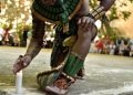 Ritual previo al juego de Pelota Maya celebrado en La Habana. Foto: Otmaro Rodríguez.