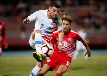 Momento del partido entre Cuba y Estados Unidos, que terminó 4-0 favorable a los estadounidenses, en George Town, Islas Caimán, el 19 de noviembre de 2019. Foto: concacafnationsleague.com