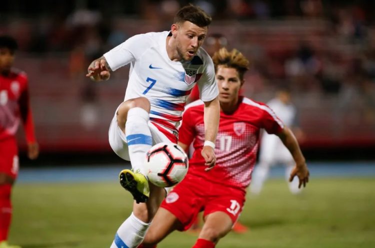 Momento del partido entre Cuba y Estados Unidos, que terminó 4-0 favorable a los estadounidenses, en George Town, Islas Caimán, el 19 de noviembre de 2019. Foto: concacafnationsleague.com