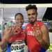 La multicampeona paralímpica cubana Omara Durand celebra junto a su guía Yunior Kindelán, tras obtener su tercera medalla de oro en el Campeonato Mundial de Paratletismo de Dubai, Emiratos Árabes Unidos, el martes 12 de noviembre de 2019. Foto: @ParaAthletics / Twitter.