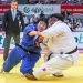 La cubana Idañys Ortiz (d) y la japonesa Akira Sone, en la final de los + 78 kg del Grand Slam de Osaka, Japón, ganada por Sone, el 24 de noviembre de 2019. Foto: @Judo / Twitter.