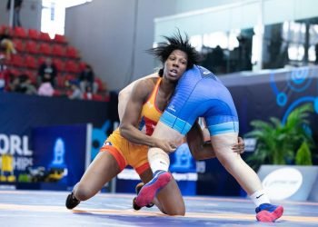 La luchadora cubana Milaymis de la Caridad Marín durante el Mundial Sub-23 de Budapest, en 2019. Foto: Kadir Caliskan/UWW.