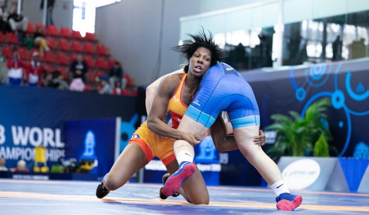 La luchadora cubana Milaymis de la Caridad Marín durante el Mundial Sub-23 de Budapest, en 2019. Foto: Kadir Caliskan/UWW.