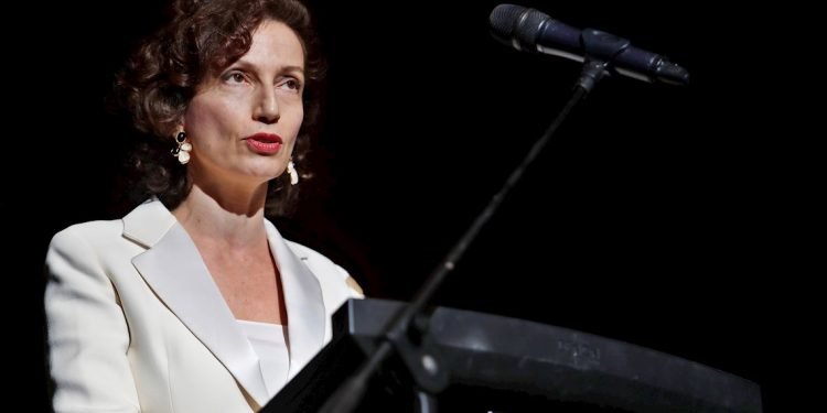 La directora general de la UNESCO, Audrey Azoulay, habla durante la apertura del 41 Festival de Cine de La Habana este jueves, en La Habana. Foto: Yander Zamora.