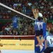 El atacador cubano Miguel Ángel López, del club argentino UPCN San Juan, en una acción en la net durante la final de la Copa Rus, en la que lideró a su equipo en la victoria en tres parciales ante los Gigantes del Sur. Foto: @UpcnVoley / Twitter.