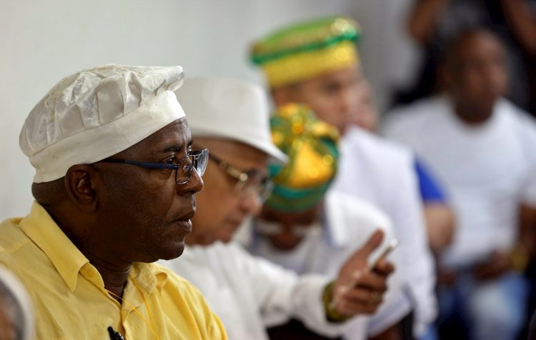 Rueda de prensa en la que se presentó la “Letra del Año 2020” este jueves, en La Habana. Foto: Ernesto Mastrascusa/EFE.