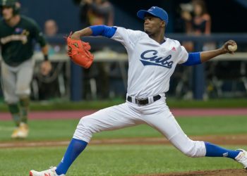 El lanzador cubano Liván Moinelo. Foto: WBSC / Archivo.