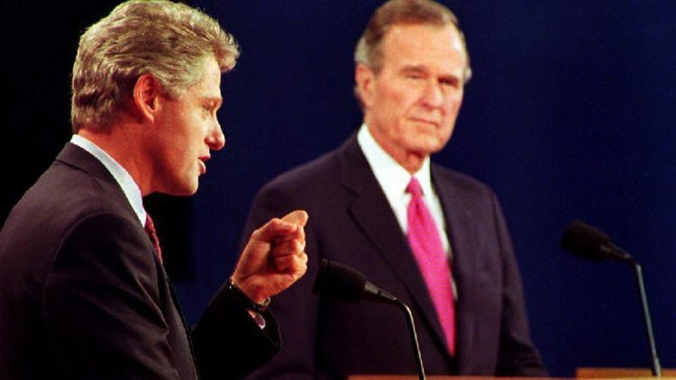 Debate entre William Clinton y Goerge Bush. Foto: PBS.
