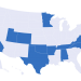 Sombreados en azul, los 14 estados donde se vota en este Súper Tuesday. Infografía: politico.com