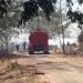 Carro de bomberos en el lugar de los hechos. Foto: TV Yumurí.