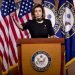 La presidenta de la Cámara de Representantes, la demócrata Nancy Pelosi, habla el jueves 14 de mayo de 2020 en una conferencia de prensa en el Capitolio. Foto: Andrew Harnik/AP.