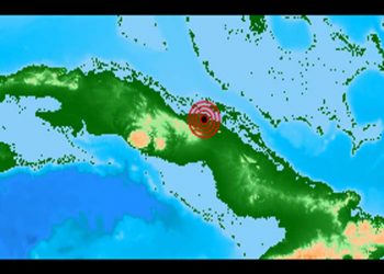 Localización de un sismo perceptible al noreste de la localidad de Chambas, en el centro de Cuba, el 21 de junio de 2020. Gráfico: Prensa Latina.