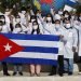 Brigada médica cubana enviada a las Islas Turcas y Caicos a combatir la pandemia de coronavirus, el 15 de junio de 2020. Foto: Agencia Cubana de Noticias.