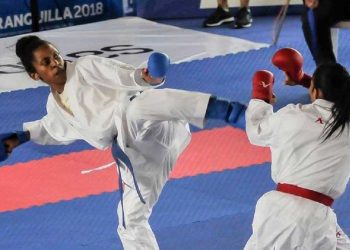 Cirelys Martínez, durante un combate en Barranquilla, 2018. Foto: cadenagramonte.cu/