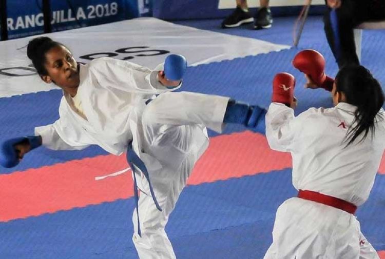 Cirelys Martínez, durante un combate en Barranquilla, 2018. Foto: cadenagramonte.cu/