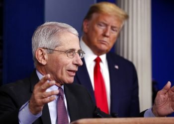 El presidente Donald Trump y el doctor Anthony Fauci, director del Instituto Nacional de Alergia y Enfermedades Infecciosas, en la sala de prensa  de la Casa Blanca,. Foto: Alex Brandon/AP/Archivo.