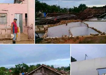 Collage de imágenes tomadas tras el tornado en San Nicolás. Foto: Prensa Latina.