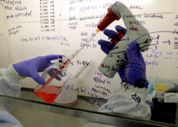 Kai Hu, investigador en el Imperial College de London, trabajando con células. Foto: Kirsty Wigglesworth/AP/Archivo.