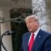 El presidente Trump pronuncia este viernes en la Casa Blanca una alocución sobre la pandemia del Coronavirus. Foto: Chris Kleponis / EFE/POOL