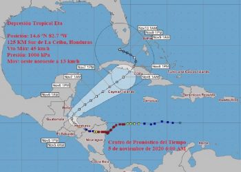 Imagen de  la posible trayectoria de Eta, Insmet.