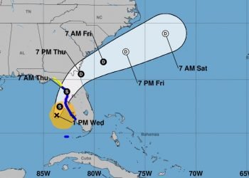 Cono de la posible trayectoria de tormenta tropical Eta, según los pronósticos meteorológicos del miércoles 11 de noviembre de 2020 a las 1:00 PM (hora de Cuba). Infografía: nhc.noaa.gov