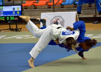 Combate de la final por equipos mixtos, del Campeonato Panamericano de Judo, celebrada el 22 de noviembre de 2020 en Guadalajara, México. Foto: @codejalisco / Twitter.