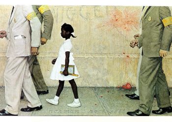 "The problem we all live with" es una pintura del artista estadounidense  Norman Rockwell de 1964. Inspirada en la experiencia de Ruby Briges, primera niña negra en asistir a una escuela "de blancos" en EEUU (New Orleans, 1960). A pesar de que la Corte Suprema había declarado ilegal la segregación desde 1954, el racismo imperante había hecho imposible que las niñas y niños negros asistieran a escuelas donde solo estudiaban blancos. Ruby Briges estuvo un año asistiendo sola a clases, el primer día fue escoltada por agentes federales entre protestas de la comunidad blanca.